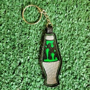 Handmade Earth Moon Crafts Uv Reactive Lava Lamp Keychain - Green